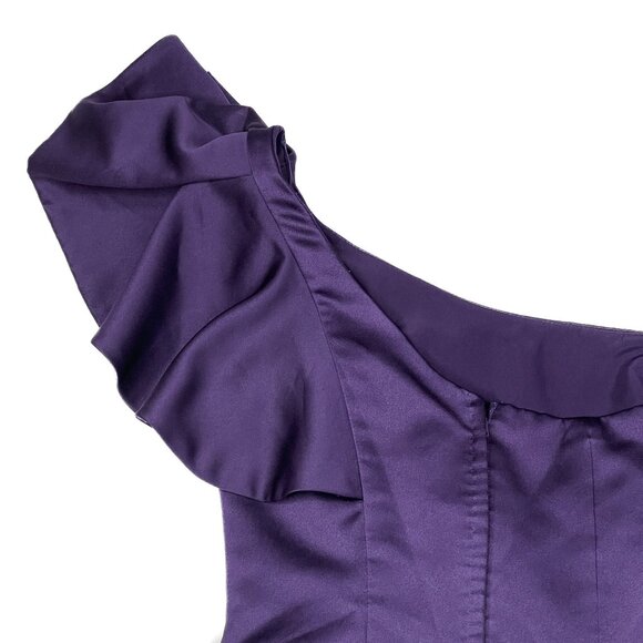 Disney Fairy Tale Weddings Alfred Angelo Ruffle Satin Eggplant Size 0 - like new - Picture 5 of 9